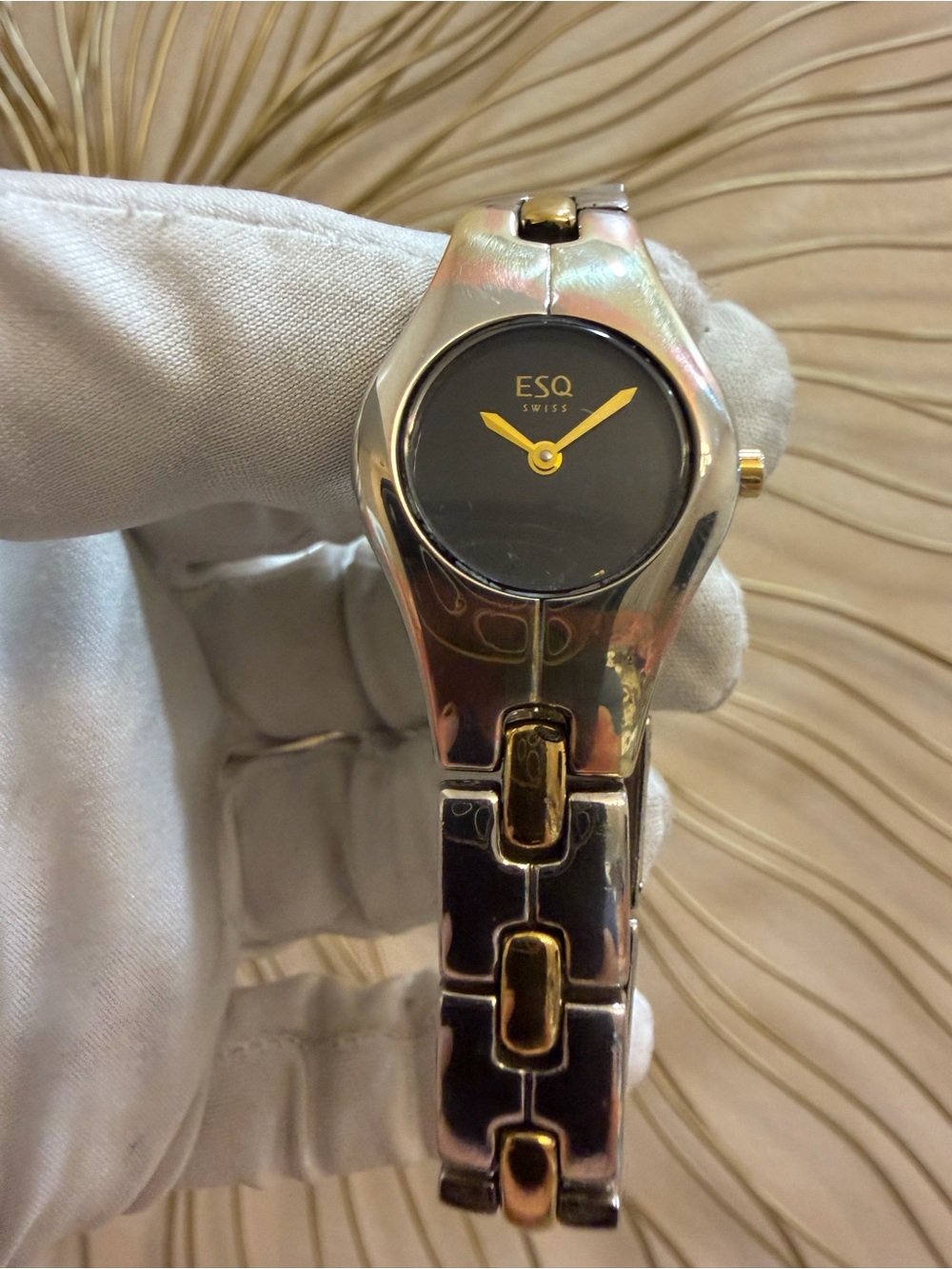 Vintage ESQ Swiss Watch 100710 Two Tone Ladies Tonneau Dress Watch